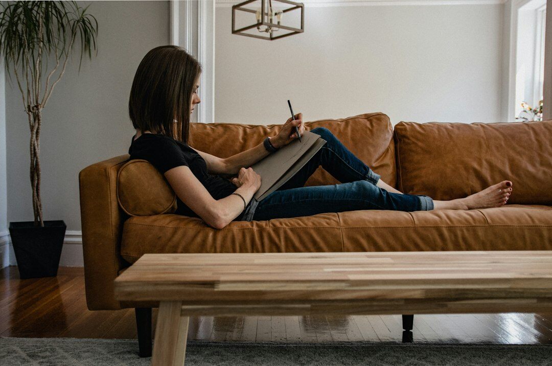 woman studying at home