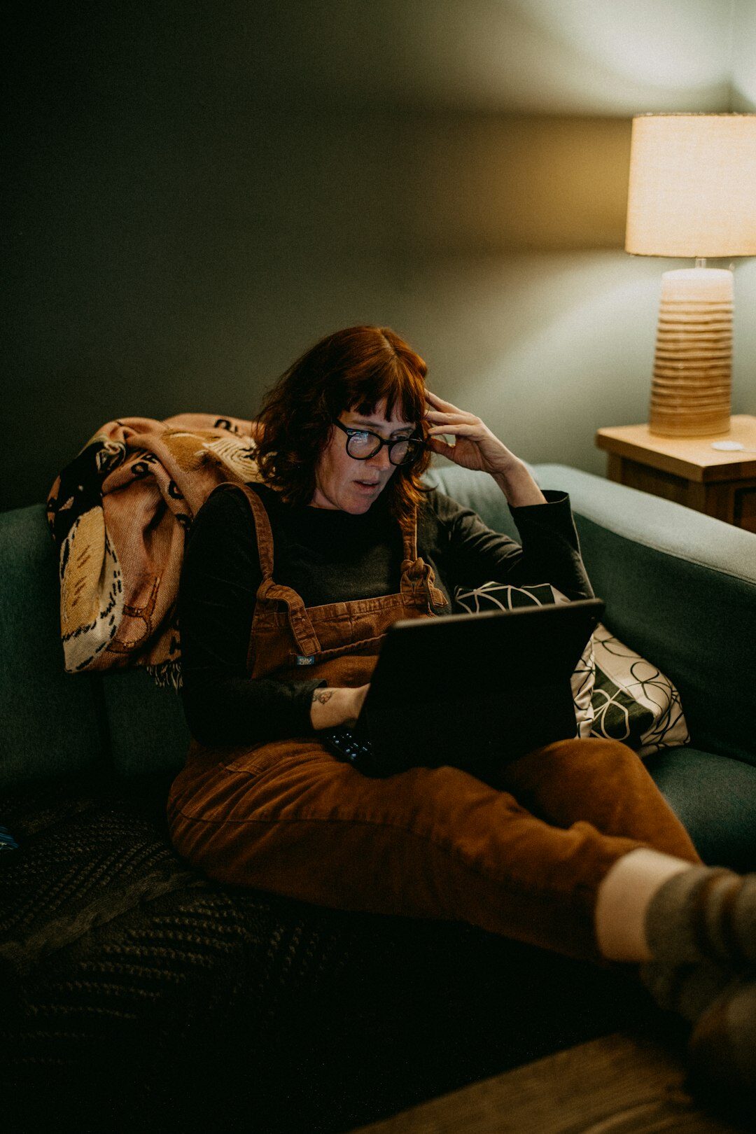 woman coding at home