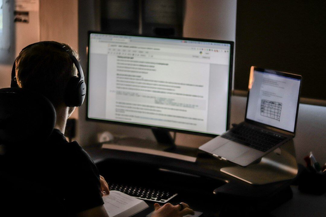 person learning programming at desk